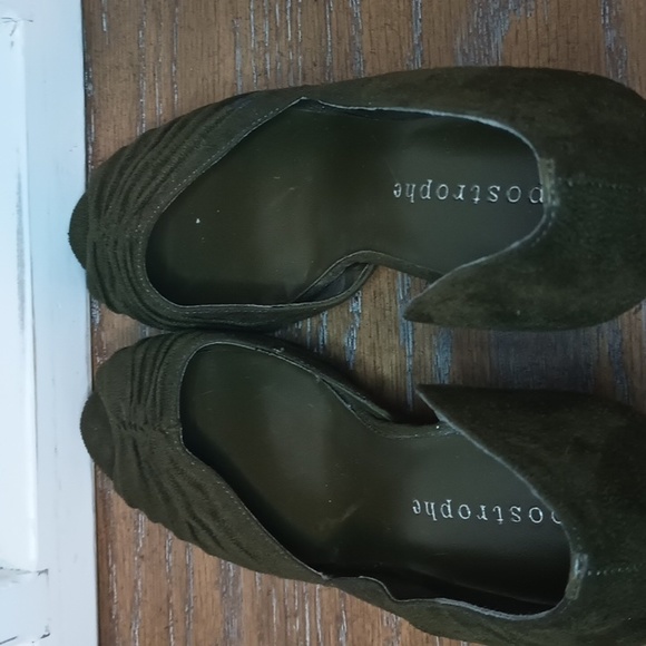 Apostrophe Textile Suede Peep-Toe Wedges - Picture 9 of 9